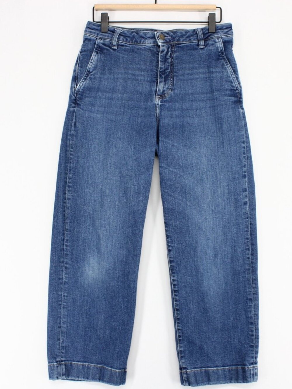 Someday Chenila Jeans Womens 40 EU  Blue Wide Leg Cropped True Blue High Rise